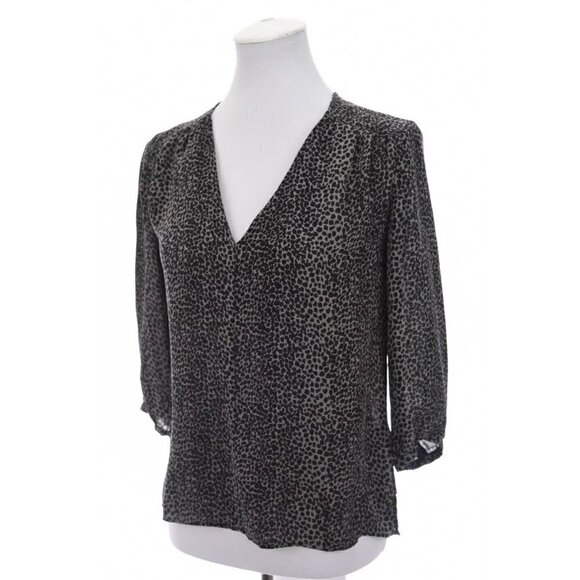 Joie Womens 100% Silk Chiffon Popover Blouse Top Leopard Print Gray Sz XS - Picture 3 of 10